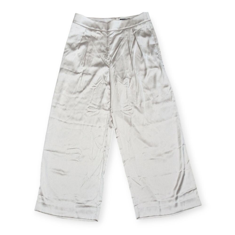 NWT Banana Republic Factory Silky pleated Wide leg pants oyster pearl size 14 - Picture 1 of 12